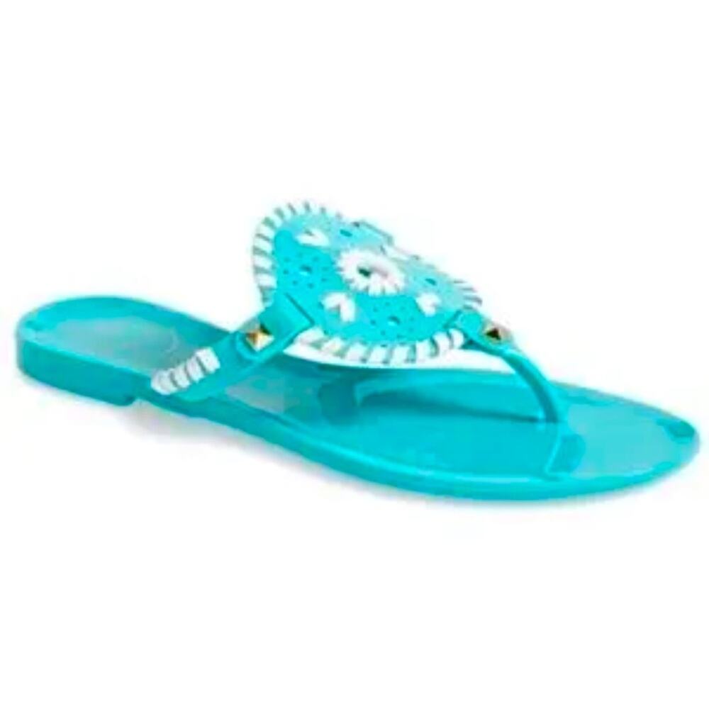 Jack Rogers Blue Jelly Sandals with Whipstitch Medallion